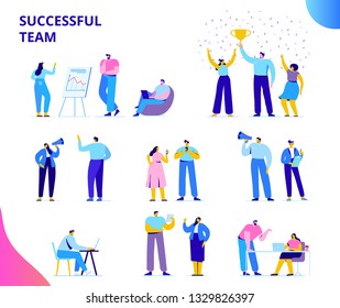 Flat Business People vector set. Team Work, Partnership, Leadership Concept. Vector characters in modern flat style isolated on white background.