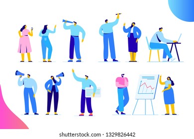 Flat Business People vector set. Team Work, Partnership, Leadership Concept. Vector characters in modern flat style isolated on white background.