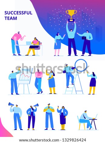 Flat Business People vector set. Team Work, Partnership, Leadership Concept. Vector characters in modern flat style isolated on white background.