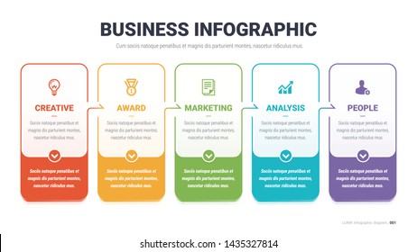 Flat business presentation brochure vector slide template with awesome layout vector color diagrams