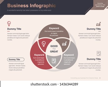 Flat business presentation brochure vector slide template with awesome layout vector color diagrams