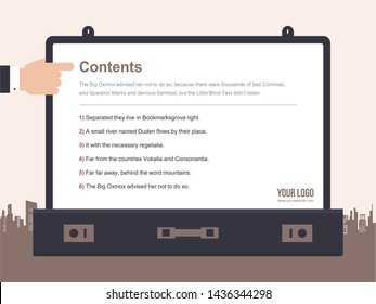 Flat business presentation brochure vector slide template with awesome layout vector color diagrams