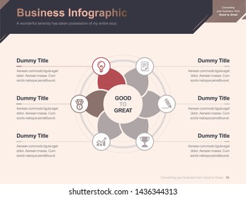 Flat business presentation brochure vector slide template with awesome layout vector color diagrams