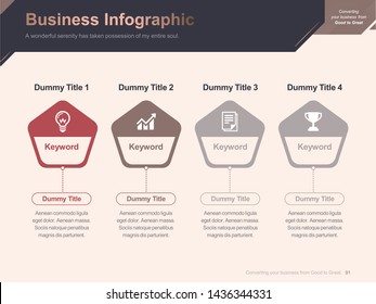 Flat business presentation brochure vector slide template with awesome layout vector color diagrams