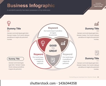 Flat business presentation brochure vector slide template with awesome layout vector color diagrams