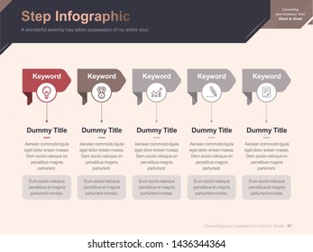 Flat business presentation brochure vector slide template with awesome layout vector color diagrams