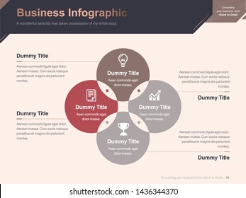 Flat business presentation brochure vector slide template with awesome layout vector color diagrams