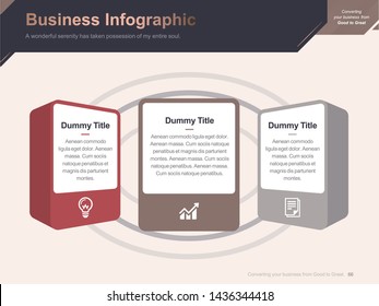 Flat business presentation brochure vector slide template with awesome layout vector color diagrams