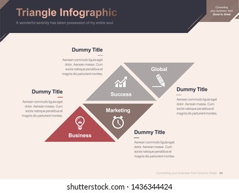 Flat business presentation brochure vector slide template with awesome layout vector color diagrams