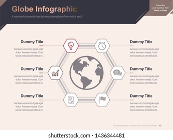 Flat business presentation brochure vector slide template with awesome layout vector color diagrams