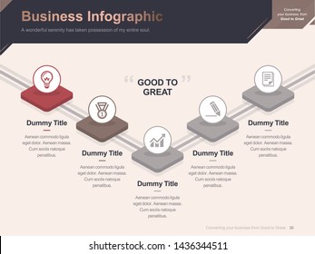 Flat business presentation brochure vector slide template with awesome layout vector color diagrams