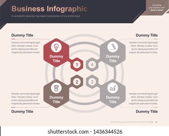 Flat business presentation brochure vector slide template with awesome layout vector color diagrams