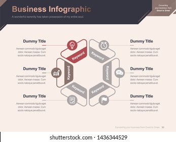 Flat business presentation brochure vector slide template with awesome layout vector color diagrams