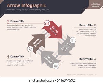 Flat business presentation brochure vector slide template with awesome layout vector color diagrams