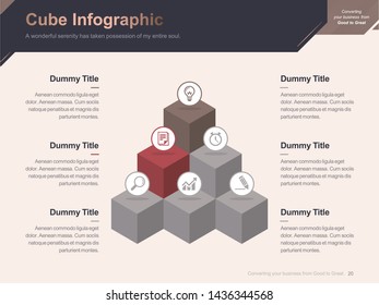 Flat business presentation brochure vector slide template with awesome layout vector color diagrams