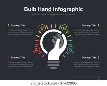 Flat business presentation vector slide template _ Idea bulb hand diagram