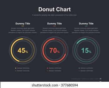 Flat business presentation vector slide template with pie chart