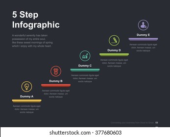 Flat business presentation vector slide template with step diagram