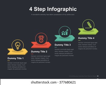 Flat business presentation vector slide template with step diagram