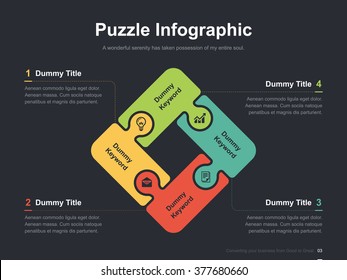 Flat business presentation vector slide template with circulation puzzle diagram