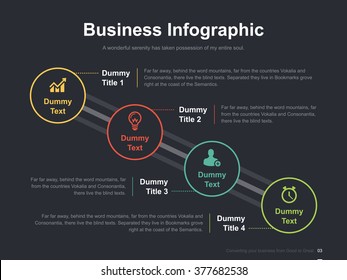 Flat business presentation vector slide template with circle diagram