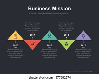 Flat business presentation vector slide template with triangle diagram