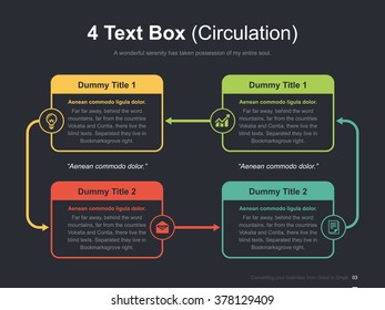 Flat business presentation vector slide template with 4 text boxes diagram