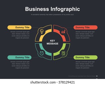 Flat business presentation vector slide template with circle diagram