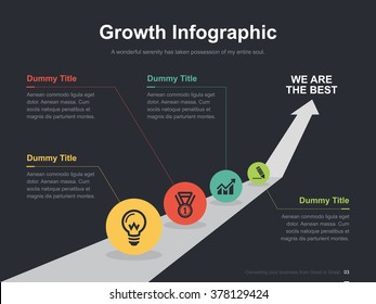 Flat business presentation vector slide template with arrow way diagram