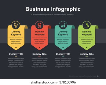 Flat business presentation vector slide template with label diagram