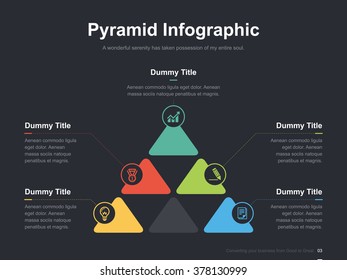 Flat business presentation vector slide template with triangle box diagram