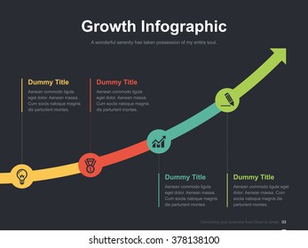 Flat business presentation vector slide template with arrow diagram