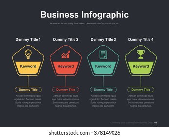 Flat business presentation vector slide template with pentagon diagram
