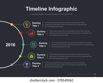 Flat business presentation vector slide template with history diagram