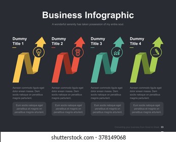 Flat business presentation vector slide template with arrow diagram