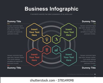 Flat business presentation vector slide template with diagram