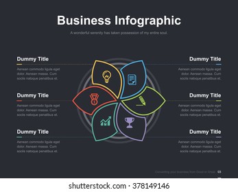 Flat business presentation vector slide template with leaf diagram
