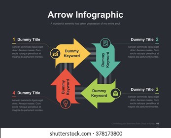 Flat business presentation vector slide template with circulation arrow diagram
