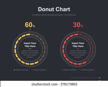 Flat business presentation vector slide template with pie chart diagram