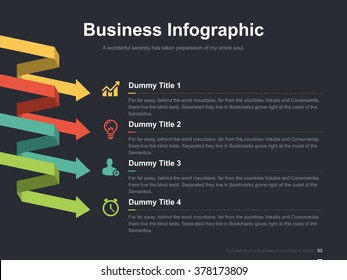 Flat business presentation vector slide template with arrow diagram