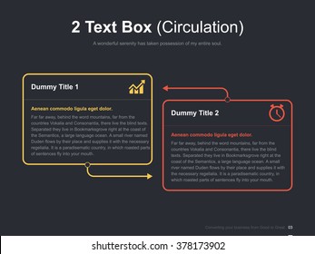 Flat business presentation vector slide template with 2 text boxes diagram