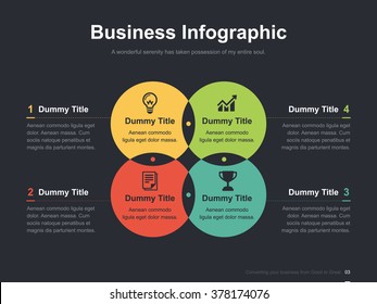 Flat business presentation vector slide template with circle diagram