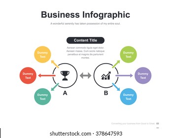 Flat business presentation vector slide template with diagram