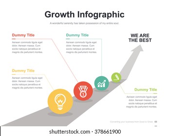 Flat business presentation vector slide template with arrow way diagram