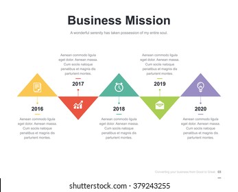 Flat business presentation vector slide template with up and down triangle diagram