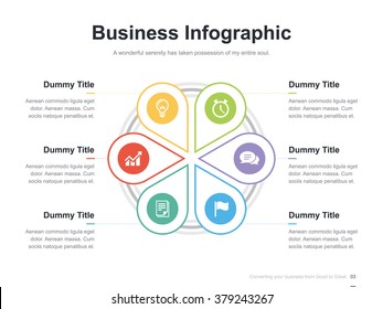 Flat business presentation vector slide template with diagram