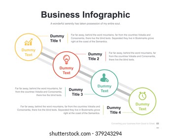 Flat business presentation vector slide template with circle diagram