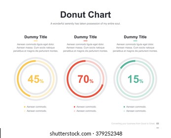 Flat business presentation vector slide template with pie chart diagram