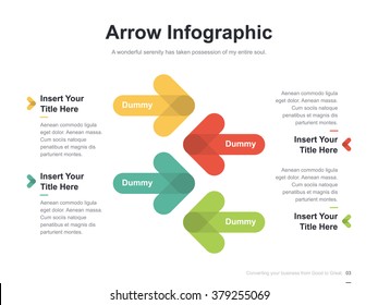 Flat business presentation vector slide template with arrow diagram