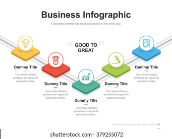 Flat Business Presentation Vector Slide Template With Step Process Diagram